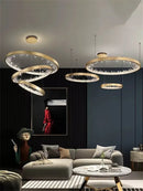 DecorBites™ Crystal LED Chandelier Circle Hanging Lamp - Modern Luxury Dimmable Lighting