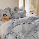 DecorBites™ Korean Princess Style Pure Cotton Bedding Set with Ruffles and Heart Pleat