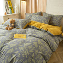 DecorBites™ Green Leaf Print Bedding Set: Duvet Cover, Flat Sheet & Pillowcase - Single Queen Size