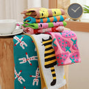DecorBites™ Kids Cartoon Face Towels - Set of 3 | Cats Print | 100% Cotton | 25*50cm