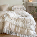 DecorBites™ French Lace Ruffles Flowers Bedding Set: Duvet Cover, Sheet Set, Pillowcases