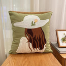 Embroidered Geometric Cushion Cover