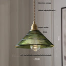 DecorBites™ Amber Glass LED Pendant Lamp Walnut Wood Copper Hanging Light