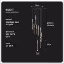 DecorBites™ Crystal Column LED Chandelier: Luxury Pendant Lamp for Staircase, Modern Home Decor Lighting
