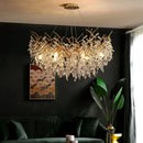 DecorBites™ Crystal Branch LED Pendant Chandelier - Gold Suspend Lamp for Luxury Dining Room