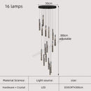 DecorBites™ Gold Crystal Stairs Chandelier Luxe LED Pendant Light Luxury Indoor Lighting