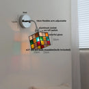 DecorBites™ Adjustable Arm LED Wall Light Fixture with Pull Chain Switch, White Glass
