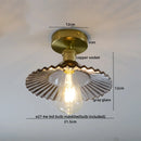 DecorBites™ Green Glass Copper Ceiling Light Fixture Balcony Kitchen Modern LED Lamp