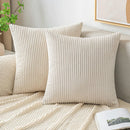 DecorBites™ Corduroy Striped Throw Pillow Covers - Soft Decorative Cushion Cases