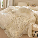 DecorBites™ French Princess Floral Lace Ruffles Bedding Set with Imitation Pearls