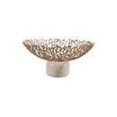 DecorBites™ Coral Disc Pedestal | Metal Tray Marble Base Fruit Plate Gold Compote