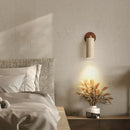 DecorBites™ LED Wall Sconce Iron Rotate Kitchen Bedroom Hallway Yellow Travertine Wood Mirror Light