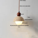 DecorBites™ Globe LED Pendant Light Yellow Travertine Stone White Glass Adjust Hang Lamp