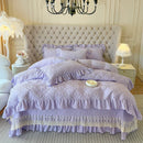 DecorBites™ Korean Princess Style Quilted Bedding Set with Lace Ruffles 200x230cm