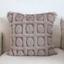 DecorBites™ Cream Geometric Faux Fur Pillow Case for Luxury Home Decor
