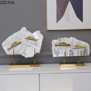 DecorBites™ Golden Fish Crystal Ornament Home Decoration Metal Statue