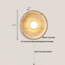 Modern concrete led stone wall lamp bedroom brass pull chain