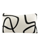 DecorBites™ Geometric Line Embroidered Pillowcase in Black White Beige Suede Canvas