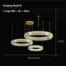 DecorBites™ Gold Crystal Round Ring Chandeliers with LED Pendant Light for Ceiling Lighting