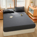 DecorBites™ Cotton Stripe Fitted Sheet- Single Cozy Mattress Cover with Elastic Band