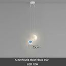 DecorBites™ Kids Star Cloud Moon Pendant Lamp with Remote Control Dimming