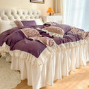 DecorBites™ Korean Princess Style Cotton Bedding Set with Pleated Ruffles and Soft Quilt Cover