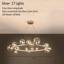 DecorBites™ Glass Chandelier Lamp Kitchen Island Hanging Light Black Gold Silver G9 LED