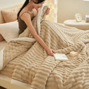 DecorBites™ Cozy Rabbit Plush Blanket: Soft Striped Warm Sofa Throw, Absorbent Breathable Nap Blanket