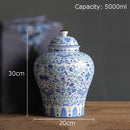 DecorBites™ Blue & White Porcelain Jar with Gold Plating - Ceramic Storage & Desk Decor