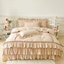DecorBites™ Lace Ruffle Princess Bedding Set with Bed Skirt & Pillowcases