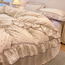 DecorBites™ Lace Bedding Set: Printed Design, Single Queen Size, Cozy Quilt Cover, Fitted Sheet, 2 Pillowcases