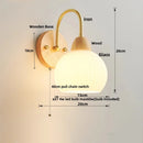 DecorBites™ Iron White Glass LED Wall Lamp Sconce Pull Chain Switch Nordic Modern Stair Light