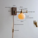 DecorBites™ Copper Arm LED Wall Sconce Switch Light, Adjustable Lampshade, Pull Chain, Beside Lamp