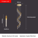 DecorBites™ Crystal Staircase Chandelier: Modern Loft Hanging Lamps with Gold Finish