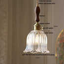 DecorBites™ Green Glass LED Pendant Lamp | Modern Nordic Wood Walnut | Brass Knob Switch | Hanging Light