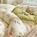 DecorBites™ Cotton Flower Printed Comforter Set: Breathable Double-Layer Yarn, Soft Bedding for Girls