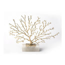 DecorBites™ Coral Tree Sculpture: Gold Metal Decorative Figurine on Marble Base