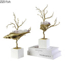 DecorBites™ Golden Conch Metal Sculpture Decorative Figurine Artwork for Modern Home Decor