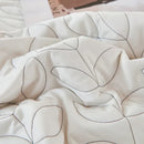 DecorBites™ Leaf Embroidery Double Layer Lace Ruffles Quilt Set with Bedspread & Pillowcases