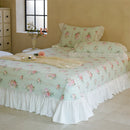 DecorBites™ Cotton Floral Ruffles Quilted Bedspread Set with Pillowcases