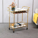 DecorBites™ Drinks Trolley with Wine Rack, Glass Holder, Cup Holder, 2 Racks - Black Gold