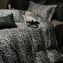 DecorBites™ 1000TC Egyptian Cotton Grey Leopard Print Bedding Set with Duvet Cover, Sheet, Pillowcase