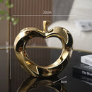 DecorBites™ Golden Apple Sculpture: Ceramic Cut-out Artificial Fruit for Fortunate Home Decor