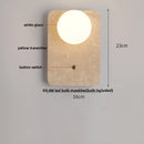 DecorBites™ LED Wall Lamp 2 Glass Ball White, Yellow Travertine Stone Indoor Light