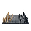 DecorBites™ Golden Metal Marble Chessboard: Geometric Square Check King Game Decor Figurines