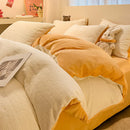 Cream & mustard quilted duvet cover set bedroom cozy bedding