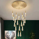 DecorBites™ Gold Drop Design LED Crystal Chandelier for Staircase & Lobby