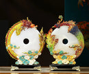 "DecorBites™ Jade Dragon Phoenix Ornament Enamel Living Room Decoration"