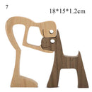 Cute Wood Dog Human Statue Craft Figurine Desktop Table Ornament Carving Model Home Room Decoration Pet Sculpture Christmas Gift