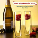 DecorBites™ Double Wall Stemless Champagne Glasses Set for Wedding - 6Pcs